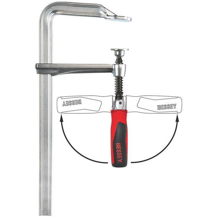 Bessey GZ60-12KG All‑steel screw clamp with swivel handle, 600 mm