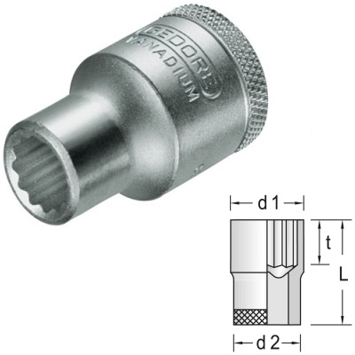 Gedore D 19 8 Socket 1/2" UD-profile 8 mm