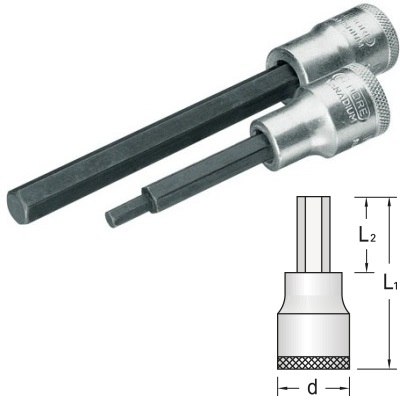 Gedore IN 19 L 7-100 Screwdriver bit socket 1/2", long inbus 7 mm