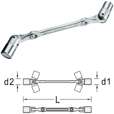 Gedore 34 8x9 Swivel head wrench double ended 8x9 mm