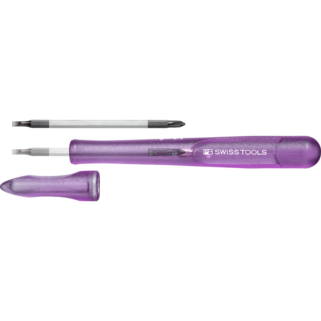 PB Swiss Tools 168.00 Purple Schraubendreher mit Umsteckklinge, Schlitz / Phillips, Gre 00, violet