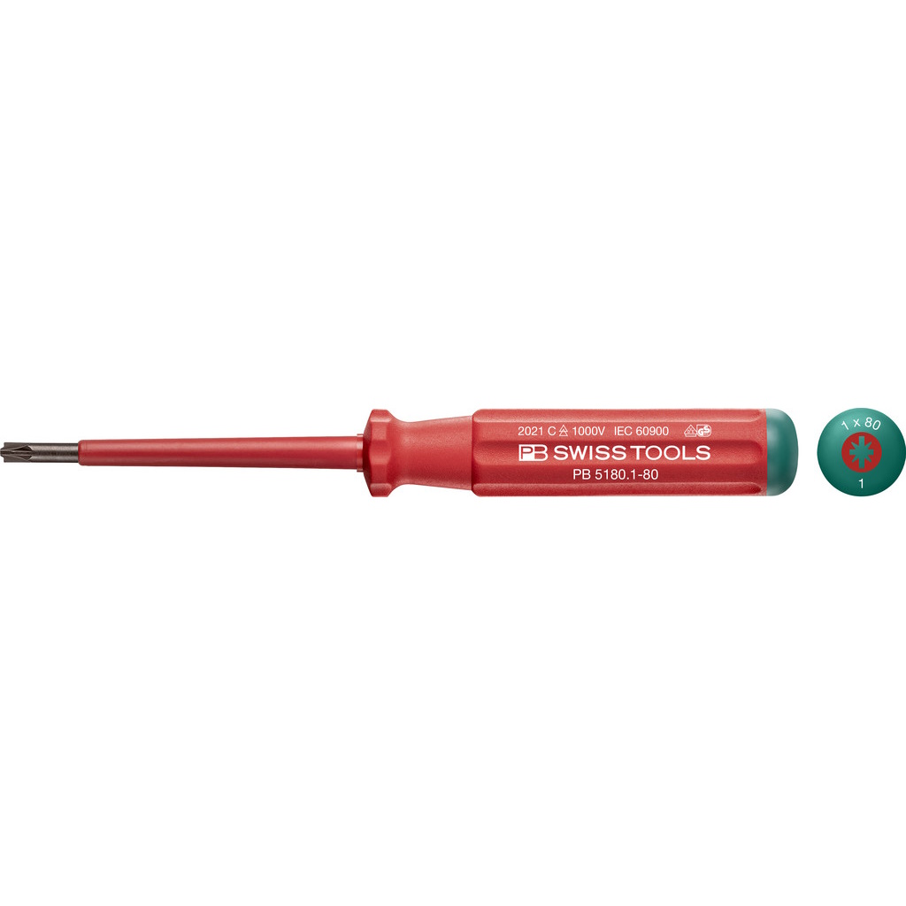 PB Swiss Tools 5180.1-80 VDE screwdriver PlusMinus (slotted/Pozidriv) size #1