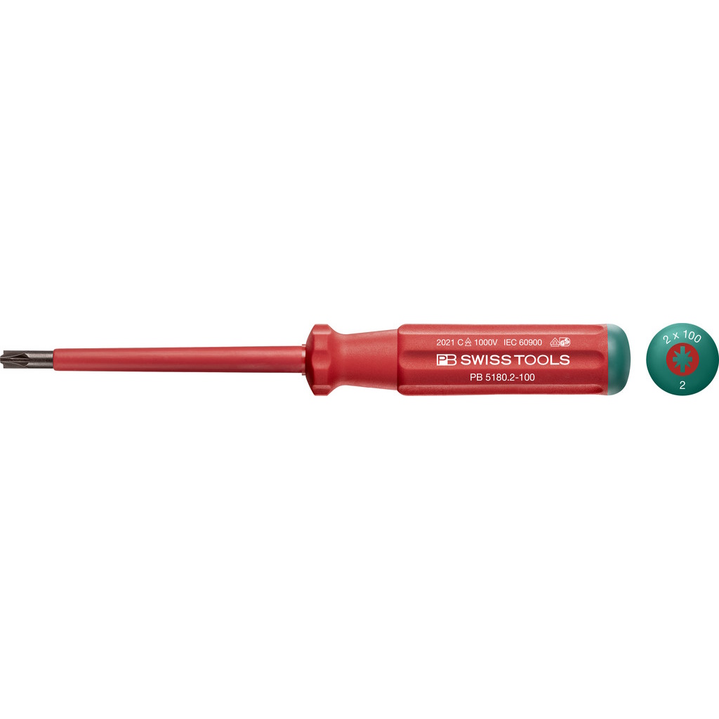 PB Swiss Tools 5180.2-100 VDE screwdriver PlusMinus (slotted/Pozidriv) size #2