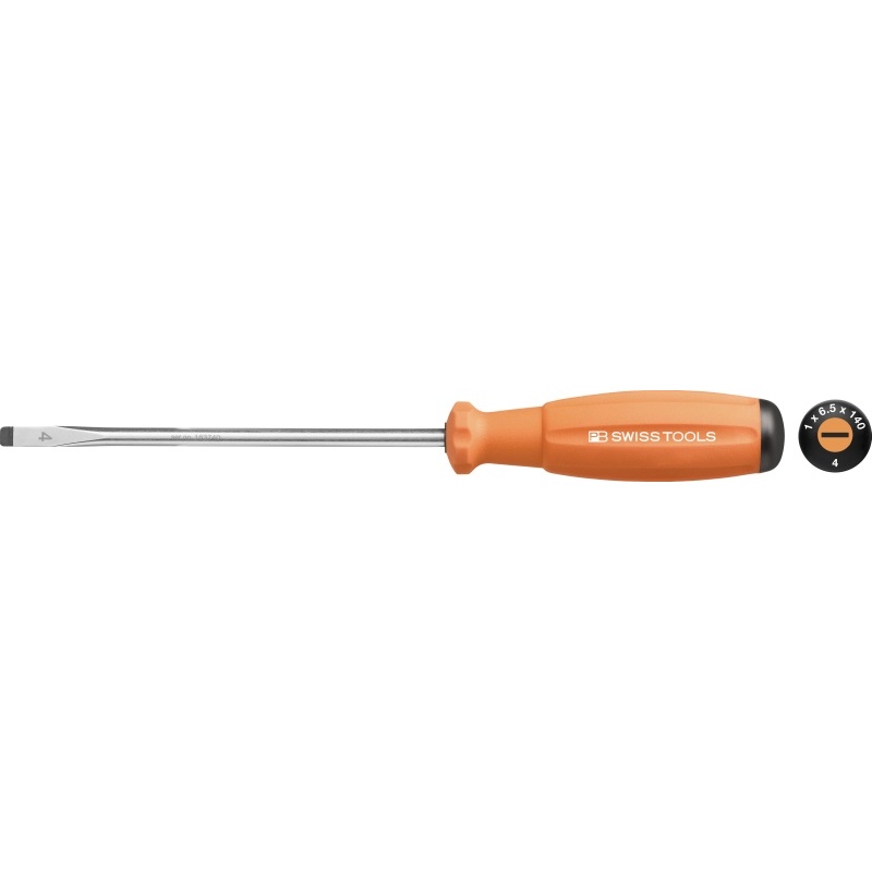 Prof Tools Pb Swiss Tools 8100 4 140 Or Swissgrip Slotted Screwdriver Size 4 Orange